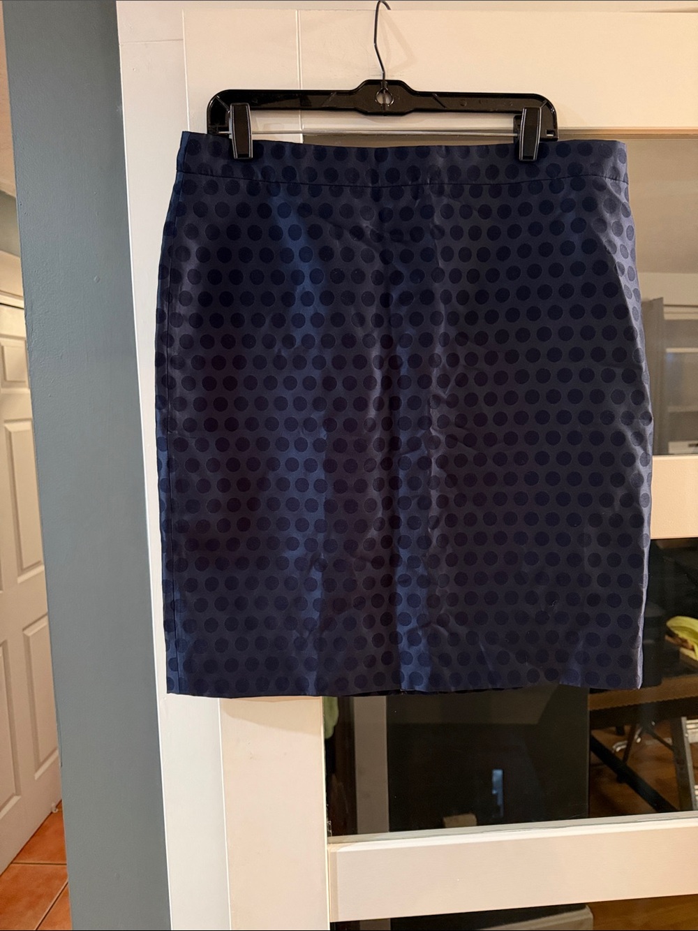 J. Crew Navy Polka Dot Pencil Skirt